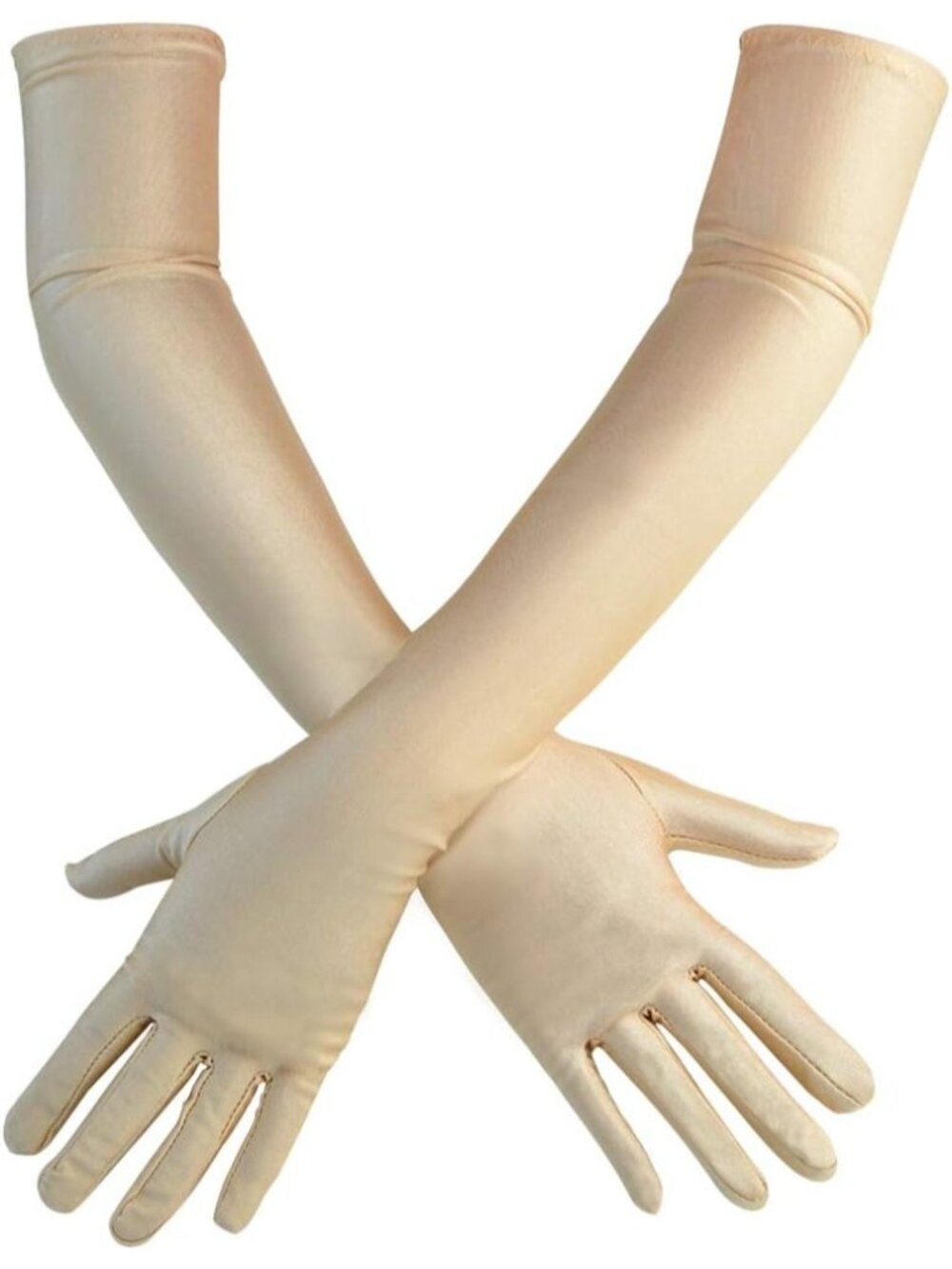 Womens Champagne 1920s Costume Dress Elbow Length 21 inch Long Opera Satin Glove